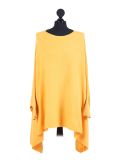 Italian Ribbed Trim Lagenlook Poncho-Mustard