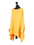 Italian Ribbed Trim Lagenlook Poncho-Mustard side