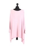 Italian Ribbed Trim Lagenlook Poncho-Pink
