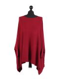Italian Ribbed Trim Lagenlook Poncho-Wine