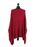 Italian Ribbed Trim Lagenlook Poncho-Wine back