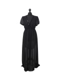 Italian Sequin Neck & Arm Under Vest Lagenlook Dress-Black