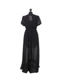 Italian Sequin Neck & Arm Under Vest Lagenlook Dress-Black back