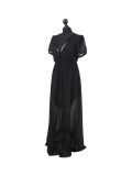 Italian Sequin Neck & Arm Under Vest Lagenlook Dress-Black side