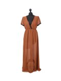 Italian Sequin Neck & Arm Under Vest Lagenlook Dress-Rust