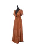 Italian Sequin Neck & Arm Under Vest Lagenlook Dress-Rust side