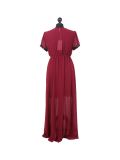 Italian Sequin Neck & Arm Under Vest Lagenlook Dress-wine back