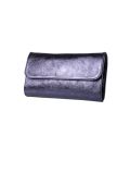 Italian Shiny Leather Handmade Clutch Bag -navy side