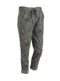 Italian Side Glittery Stripe Leopard Print Stretchable Trouser-Khaki