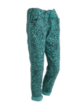 Italian Side Glittery Stripes Leopard Print Magic Pants-aqua