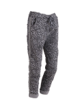 Italian Side Glittery Stripes Leopard Print Stretchable Trouser-Dark grey
