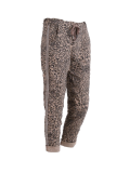 Italian Side Glittery Stripes Leopard Print Stretchable Trouser-Mocha
