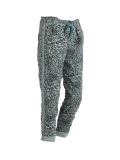 Italian Side Glittery Stripes Leopard Print Stretchable Trouser-Ocean blue