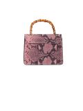 Italian Snake Print Leather Hand Bag-Pink back