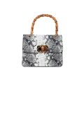 Italian Snake Print Leather Hand Bag-White
