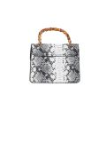 Italian Snake Print Leather Hand Bag-WHite back