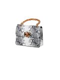 Italian Snake Print Leather Hand Bag-White side