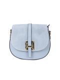 Italian Strap Tab Leather Saddle Bag-Sky blue