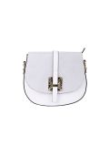 Italian Strap Tab Leather Saddle Bag-White