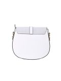Italian Strap Tab Leather Saddle Bag-White back