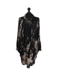 Italian Tie & Dye Plus Size Lagenlook Scarf Dress-Black