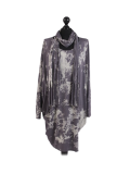 Italian Tie & Dye Plus Size Lagenlook Scarf Dress-Charcoal