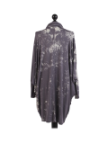 Italian Tie & Dye Plus Size Lagenlook Scarf Dress-Charcoal back