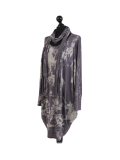 Italian Tie & Dye Plus Size Lagenlook Scarf Dress-Charcoal side