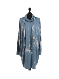 Italian Tie & Dye Plus Size Lagenlook Scarf Dress-Denim