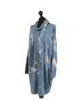 Italian Tie & Dye Plus Size Lagenlook Scarf Dress-Denim side