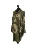 Italian Tie & Dye Plus Size Lagenlook Scarf Dress-Khaki side
