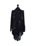 Italian Tie & Dye Plus Size Lagenlook Scarf Dress-Navy