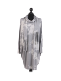 Italian Tie & Dye Plus Size Lagenlook Scarf Dress-Silver