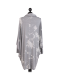 Italian Tie & Dye Plus Size Lagenlook Scarf Dress-Silver back