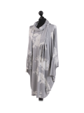 Italian Tie & Dye Plus Size Lagenlook Scarf Dress-Silver side