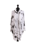 Italian Tie & Dye Plus Size Lagenlook Scarf Dress-white