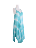 Italian Tie & Dye Strappy Lagenlook Cotton Jumpsuit-azure