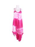 Italian Tie & Dye Strappy Lagenlook Cotton Jumpsuit-Cerise