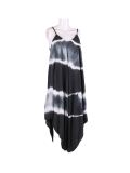 Italian Tie & Dye Strappy Lagenlook Cotton Jumpsuit-Chrcoal