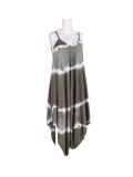 Italian Tie & Dye Strappy Lagenlook Cotton Jumpsuit-Khaki