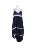 Italian Tie & Dye Strappy Lagenlook Cotton Jumpsuit-Navy