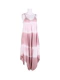 Italian Tie & Dye Strappy Lagenlook Cotton Jumpsuit-Nude