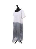 Italian Two Tone Glittery Silk Asymmetric Hem Linen Lagenlook Dress -White side