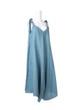 Italian V- Neck Plain Linen Lagenlook Jumpsuit -Teal