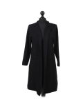 Italian Water Fall Open Front Hooded Lagnelook Cardigan-Black