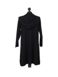 Italian Water Fall Open Front Hooded Lagnelook Cardigan-Black back