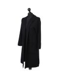 Italian Water Fall Open Front Hooded Lagnelook Cardigan-Black side