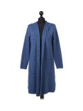 Italian Water Fall Open Front Hooded Lagnelook Cardigan-Denim