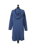 Italian Water Fall Open Front Hooded Lagnelook Cardigan-Denim back