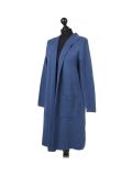 Italian Water Fall Open Front Hooded Lagnelook Cardigan-Denim side